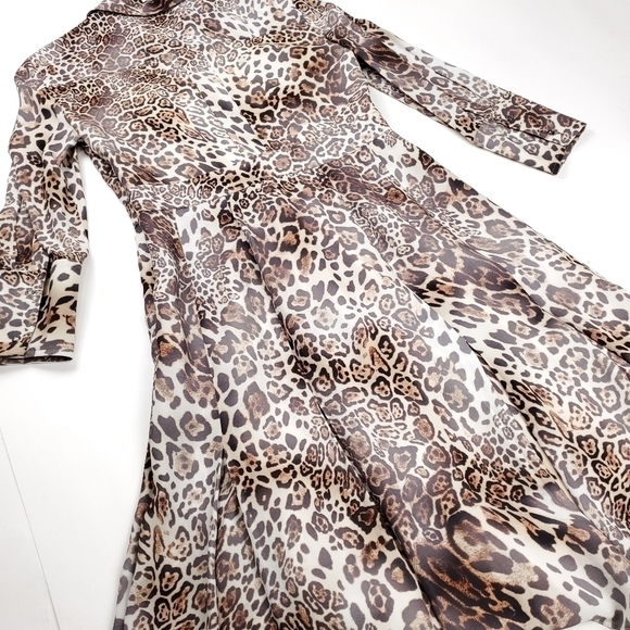 Elie Tahari Distressed Leopard Print Dress Sz 2 - Picture 9 of 16